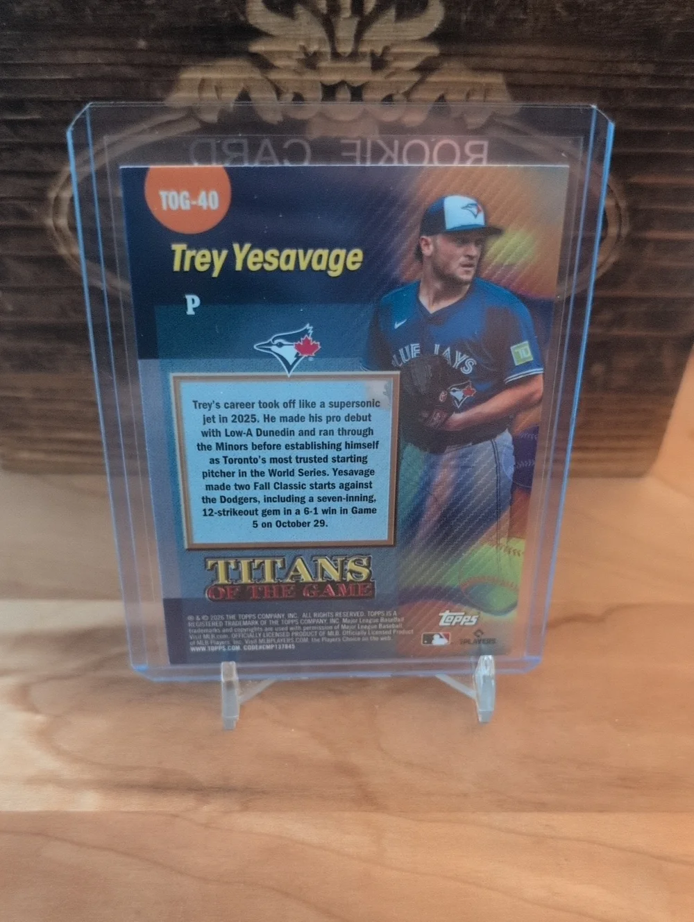 2026 Topps Series 2 Trey Yesavage Titans Of The Game Rookie Card Blue Jays - Picture 3 of 3